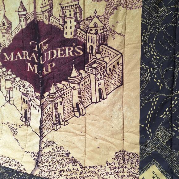 Harry Potter Hogwarts The Marauders Map Guide Full size Comforter beadspread - Picture 5 of 6